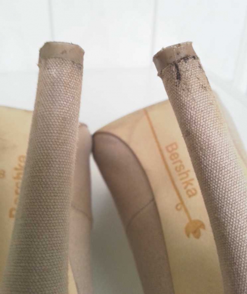 Bershka nudefarbene Highheels/Pumps aus Stoff und Lack Gr. 38