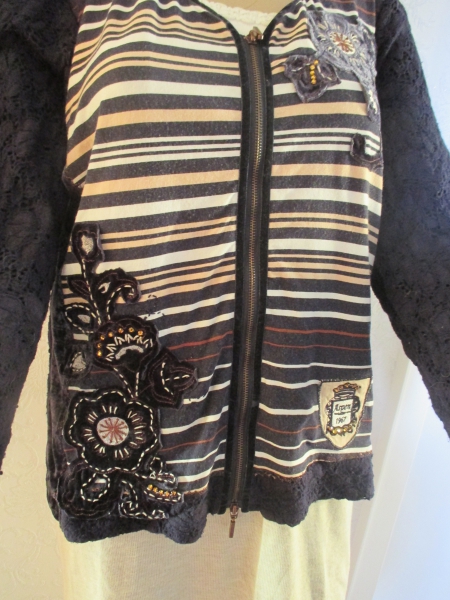 NEU * Blumen * Blüten * Flower * Swarovski * Strass * Kristalle * Stickerei * Lace Spitzen * Longsleeve * Langarm * T- Shirt * Jäckchen * Cardigan 