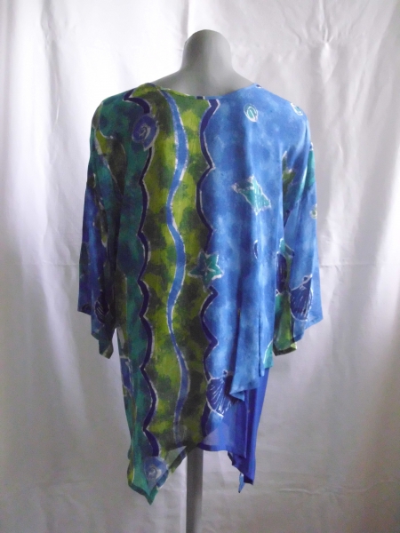 Tunika Zipfel 3/4-Arm Lagenlook Bluse Long Kleid 42/44 NEU