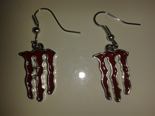 Monster Ohrringe, Energydrink, rot