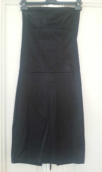 Schwarzes schulterfreies/bandeau Mini-/Party-/Cocktailkleid mit Korsageschnürung am Rücken Gr. 36/S