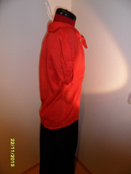 Pünktchen ,Schluppenbluse, rot weißen Punkten GR 40,Tru Blouse,Vintage, Hipster, Rockabella