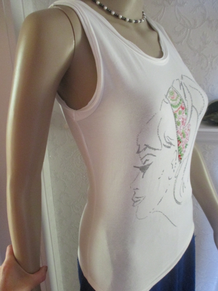 NEU * Glitzer * Perlen * Rockabilly- Style * Tank * Träger * TOP * T- SHIRT 