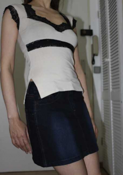 Spitzenshirt XS 34 36 Oberteil mit Spitze ausgefallen