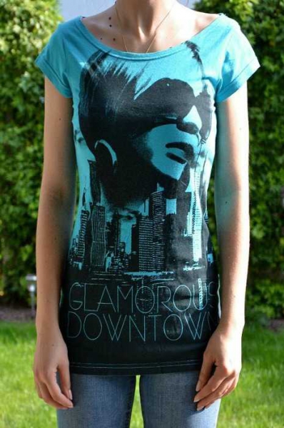 Türkises Print Longshirt T-Shirt von New Yorker 34 36 XS S NEU