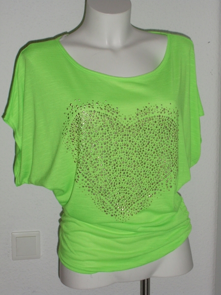 Cooles Shirt  Neon Grün mit Nieten Gr. 36 Neu