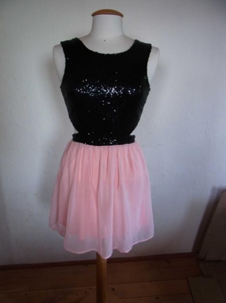 Cutout Abiballkleid mit Chiffon und Pailetten XS S 34 36