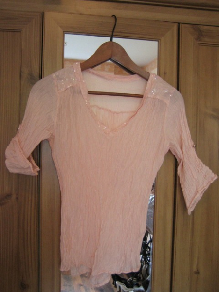 Crinkle Shirt Pailetten apricot