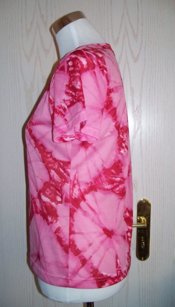 Rosa-rotes Batik-Shirt im Vintage-70er-Style Gr. S (Kostüm)