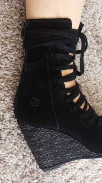 Edle BRONX Wildleder Schnür Pumps High Heels 37