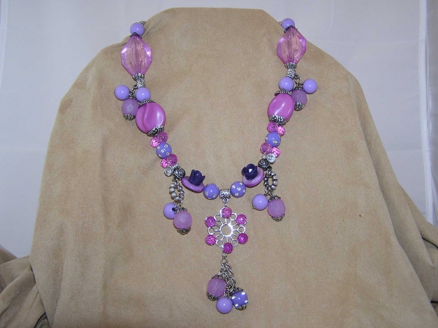 Statement-Kette Kunststoff lila-pink