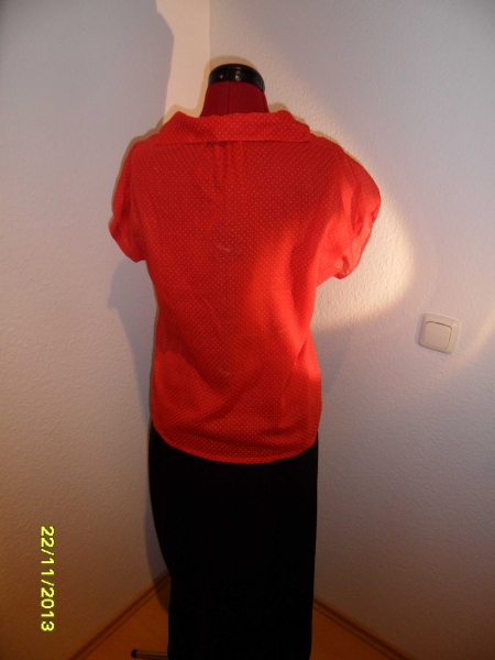 Pünktchen ,Schluppenbluse, rot weißen Punkten GR 40,Tru Blouse,Vintage, Hipster, Rockabella