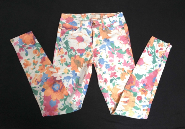 Zara Floral Skinny Röhren Hose Blüten Print XS 34 Blogger