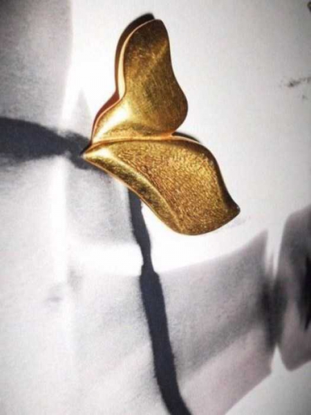 vintage goldene Walfisch Flosse Brosche