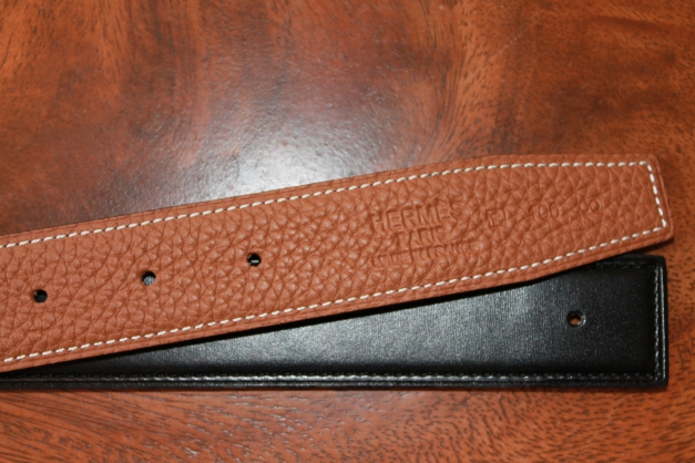Hermes Gürtel, *wie NEU*, original, 32mm, Gr. 100, 115cm, Togo Leder Schwarz Braun, Paladium Silber Schnalle gebürstet