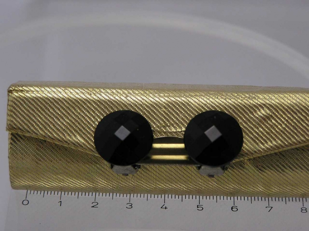 Ohrringe - Clips mit facettierten schwarzen Buttons - verm. Glas