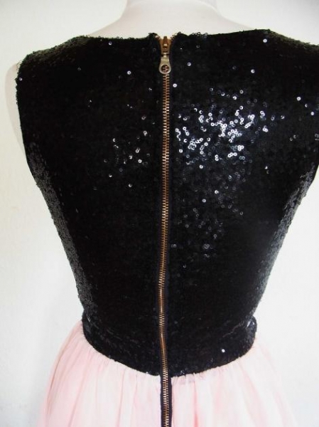 Cutout Abiballkleid mit Chiffon und Pailetten XS S 34 36