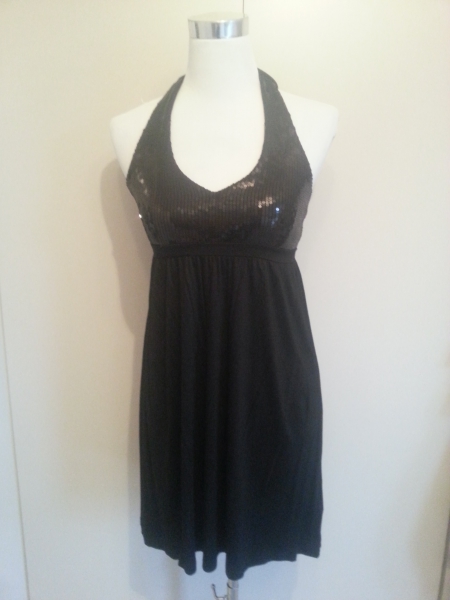 Supersüßes H&M Empire Kleid Pailetten Schwarz 36