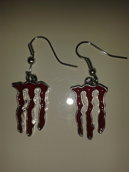 Monster Ohrringe, Energydrink, rot