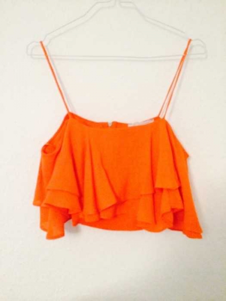Zara Volant Rüschen Crop Top Orange L