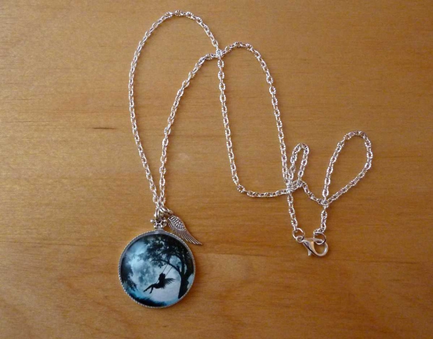 Kette Elfen Schaukel Elfe Fee Romantik Gothic schwarz grau blau Baum