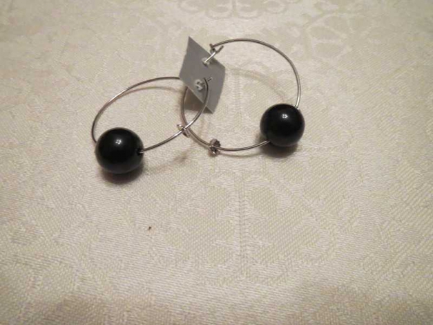 Ohrringe, schwarz-silber, Modeschmuck