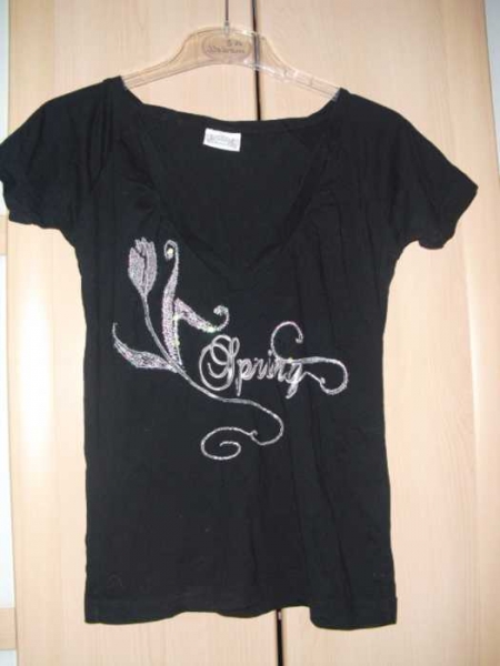  süßes v-ausschnitt shirt mit glitzer pailetten print sommershirt