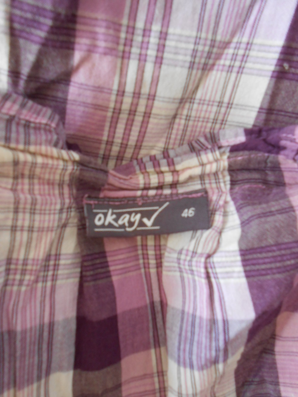 Violette rosa karierte Bluse 46