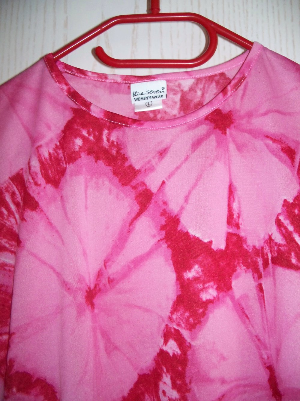 Rosa-rotes Batik-Shirt im Vintage-70er-Style Gr. 40/ 42 (Kostüm)