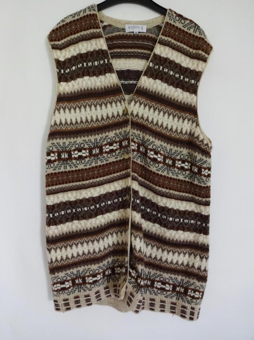 Lange Vintage Wollweste Herbst Winter Norweger Gr. 40 Gr. 42 Gr. M