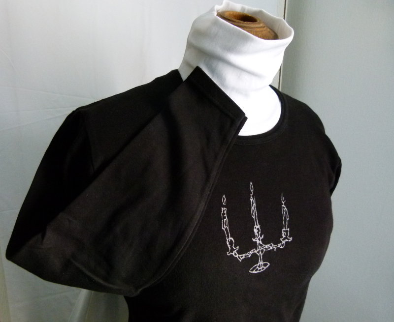 Goethes Erben Girlie Oberteil, schwarz mit silbernen Druck, Gothic Avantgarde Dark Alternative