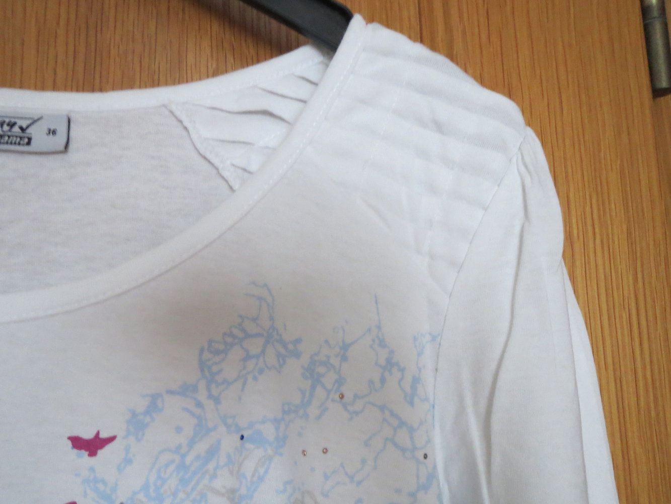 Shirt, Longshirt, Gr.36/38, wieß-bunt