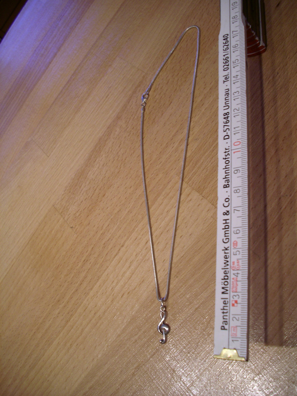 Silberkette mit Notenschlüssel versilbert, Kette mit Anhänger Musical, Motto Schmuck Silber