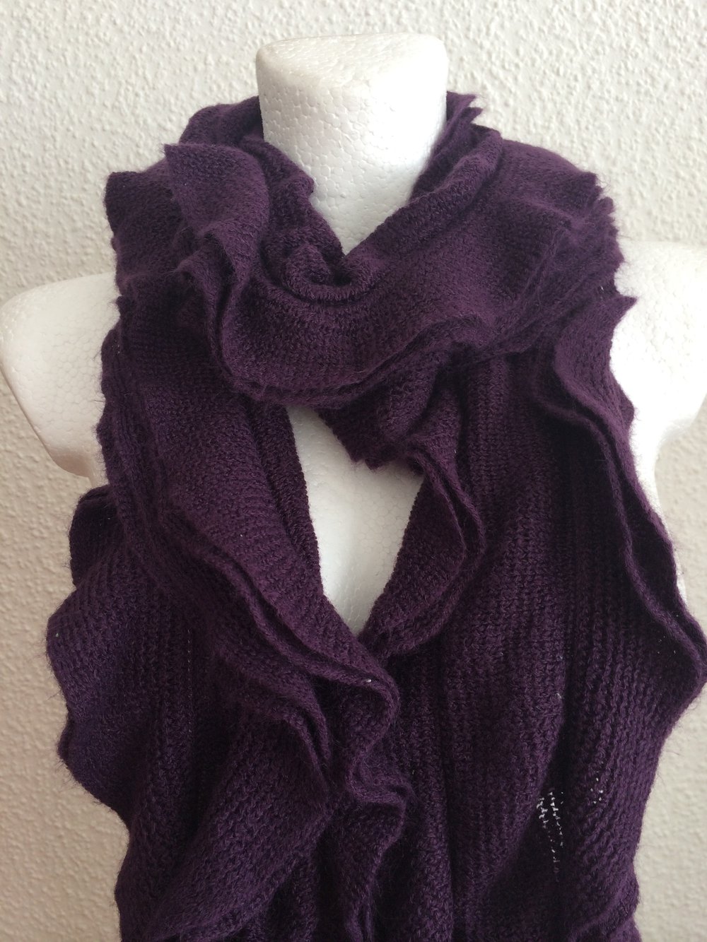 Schal, Lagenlook, Vario Volant Rüschen, Lila, Aubergine, 