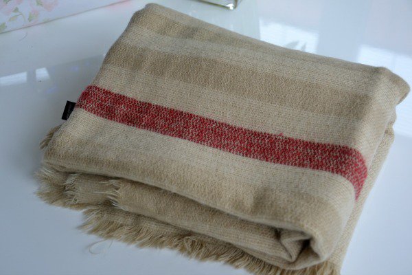 Original Zara XXL Blogger Schal beige nude rot Streifen NEU