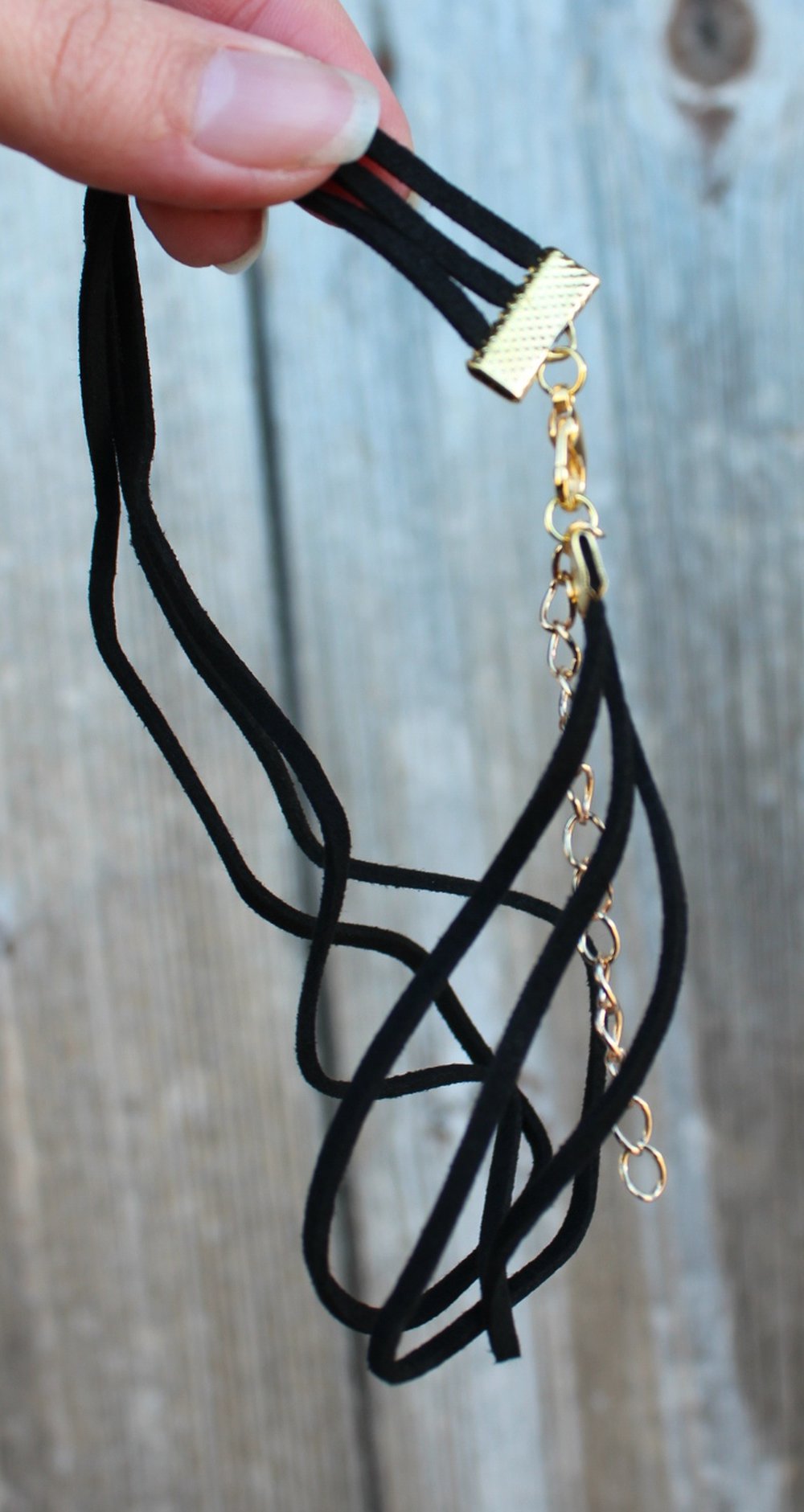 schwarze dreireihige Choker Halskette