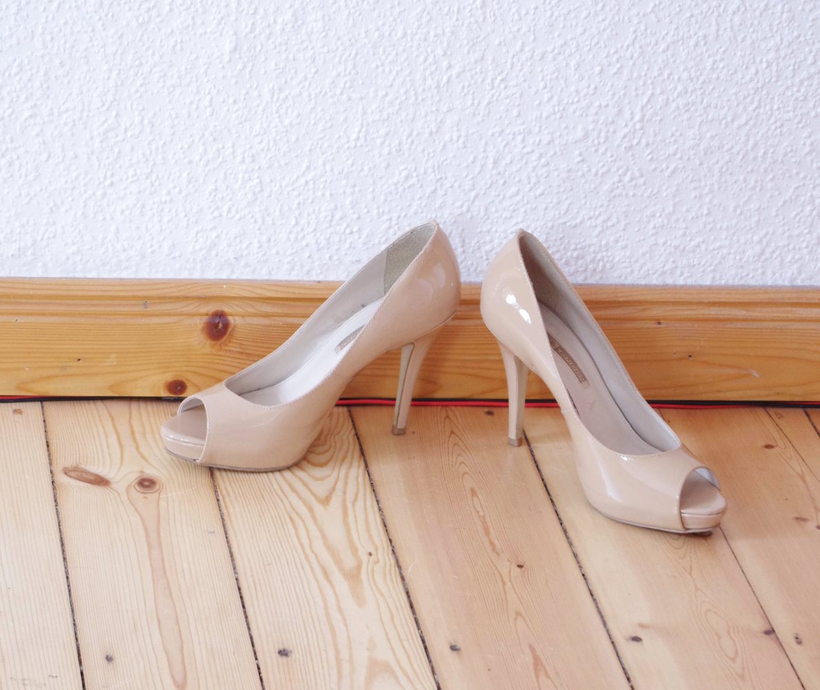 Pinup Plateau High Heels Buffalo Gr. 40 Peeptoe Pumps nude retro 