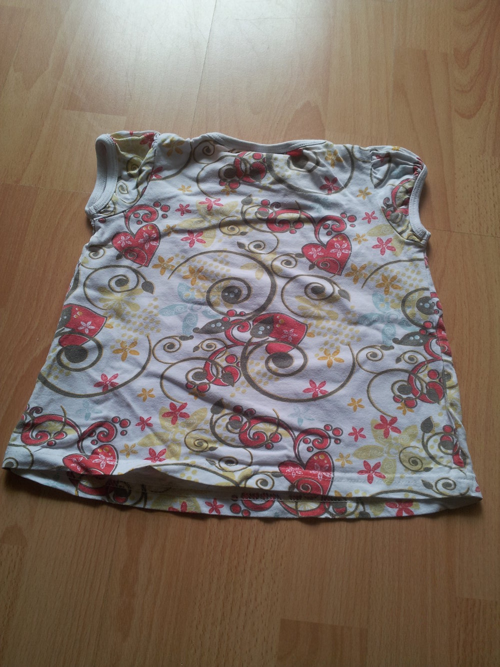 Shirt Blumen Muster Gr. 92 weiß rot braun gelb orange