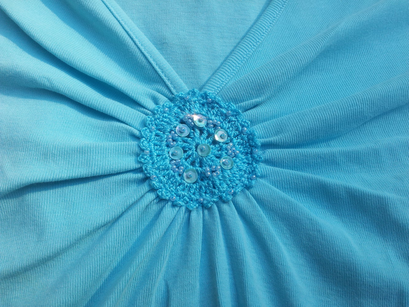 Shirt Esprit türkis hellblau Häkelornament