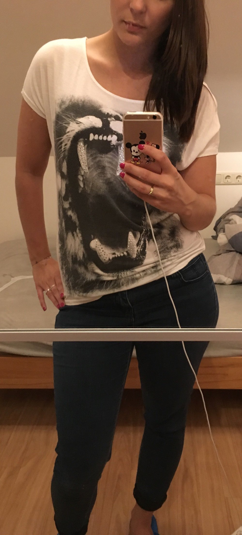 Shirt mit Aufdruck Tiger schwarz weiss 