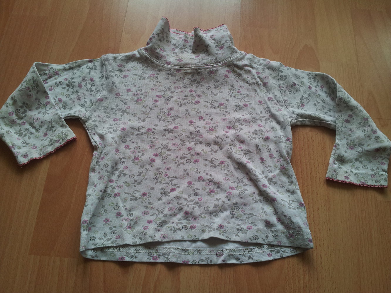  Rollkragen Pullover weiß grau rosa Gr. 92