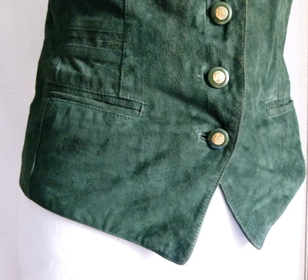 Folklore Leder Weste, waldgrün, Mori Trachten Retro Vintage Cottagecore