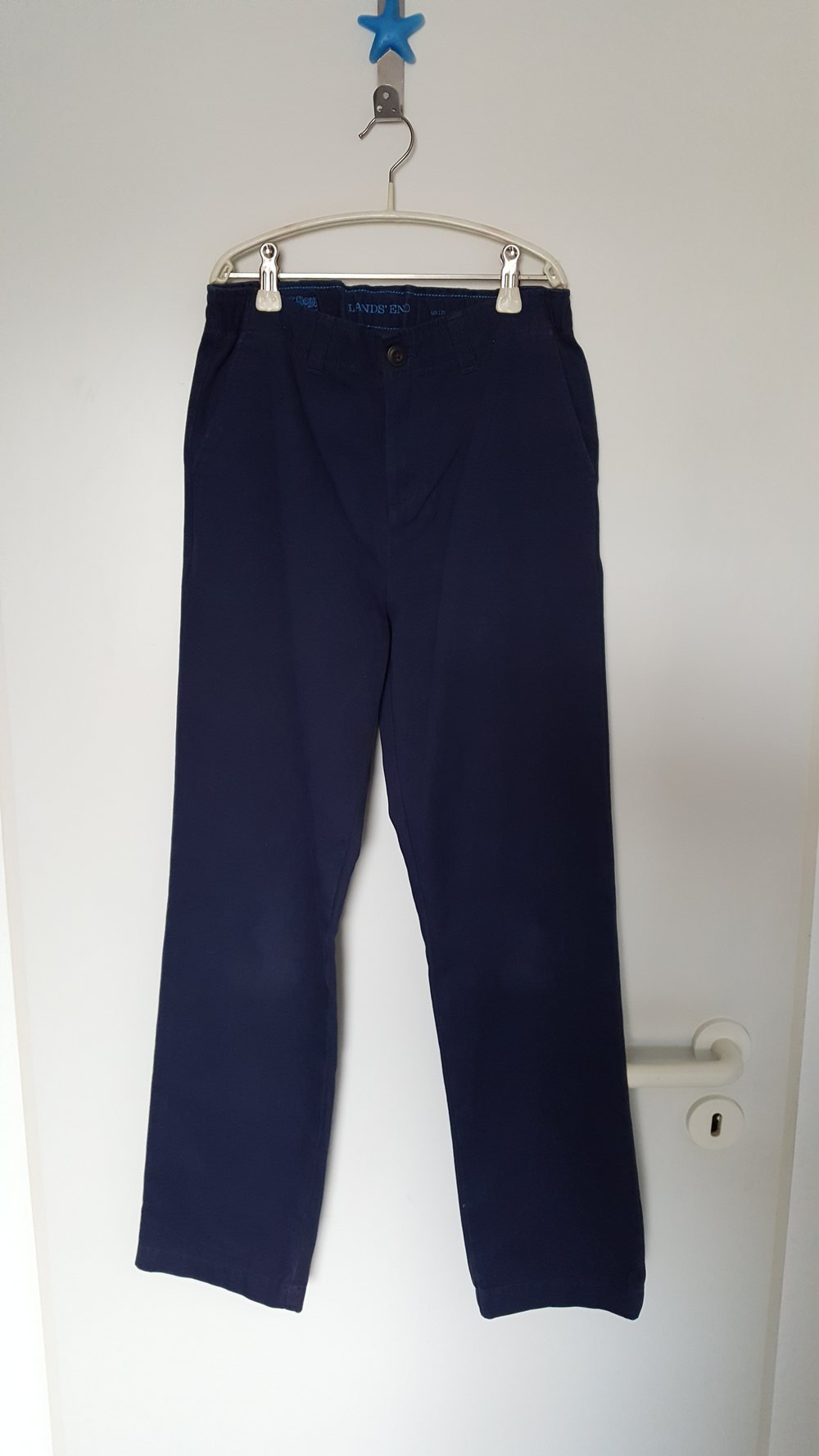 403. Stoffhose von Lands Ends, Gr. 146-152, dunkelblau, iron knee
