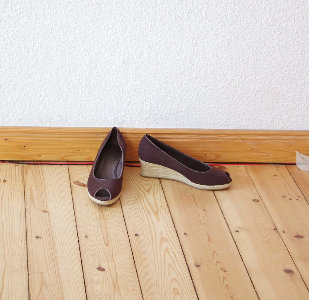 Braune Wedge Plateausandalen von flip*flop Gr. 39 Peeptoes Bast