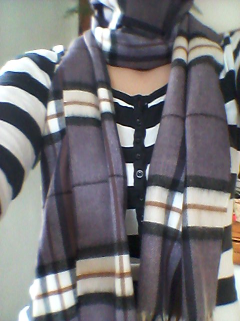 Schal lila-braun kariert