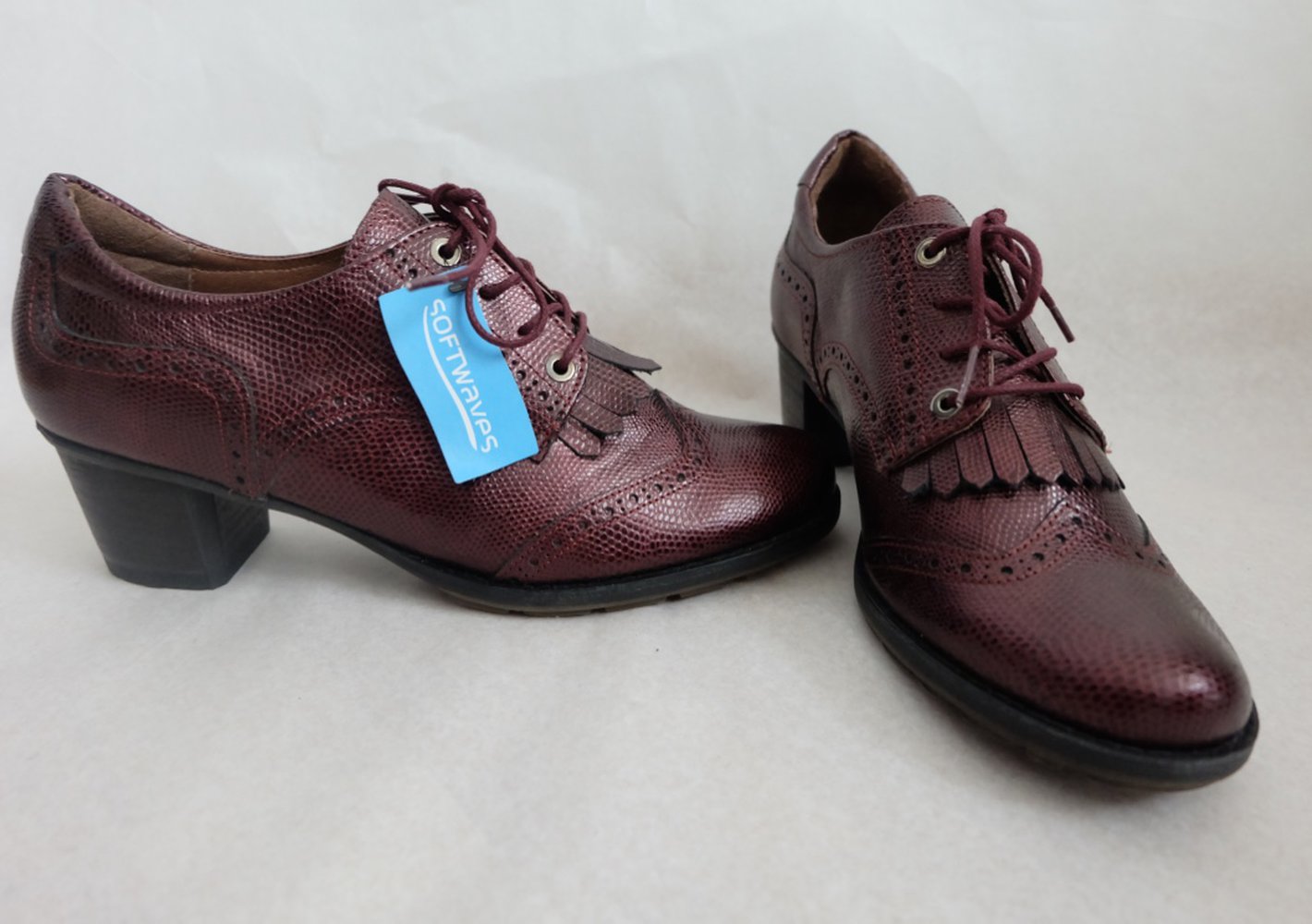 Softwaves Damen Schnürpumps, Schnürschuhe Rot-Braun Metallic in Grösse 40