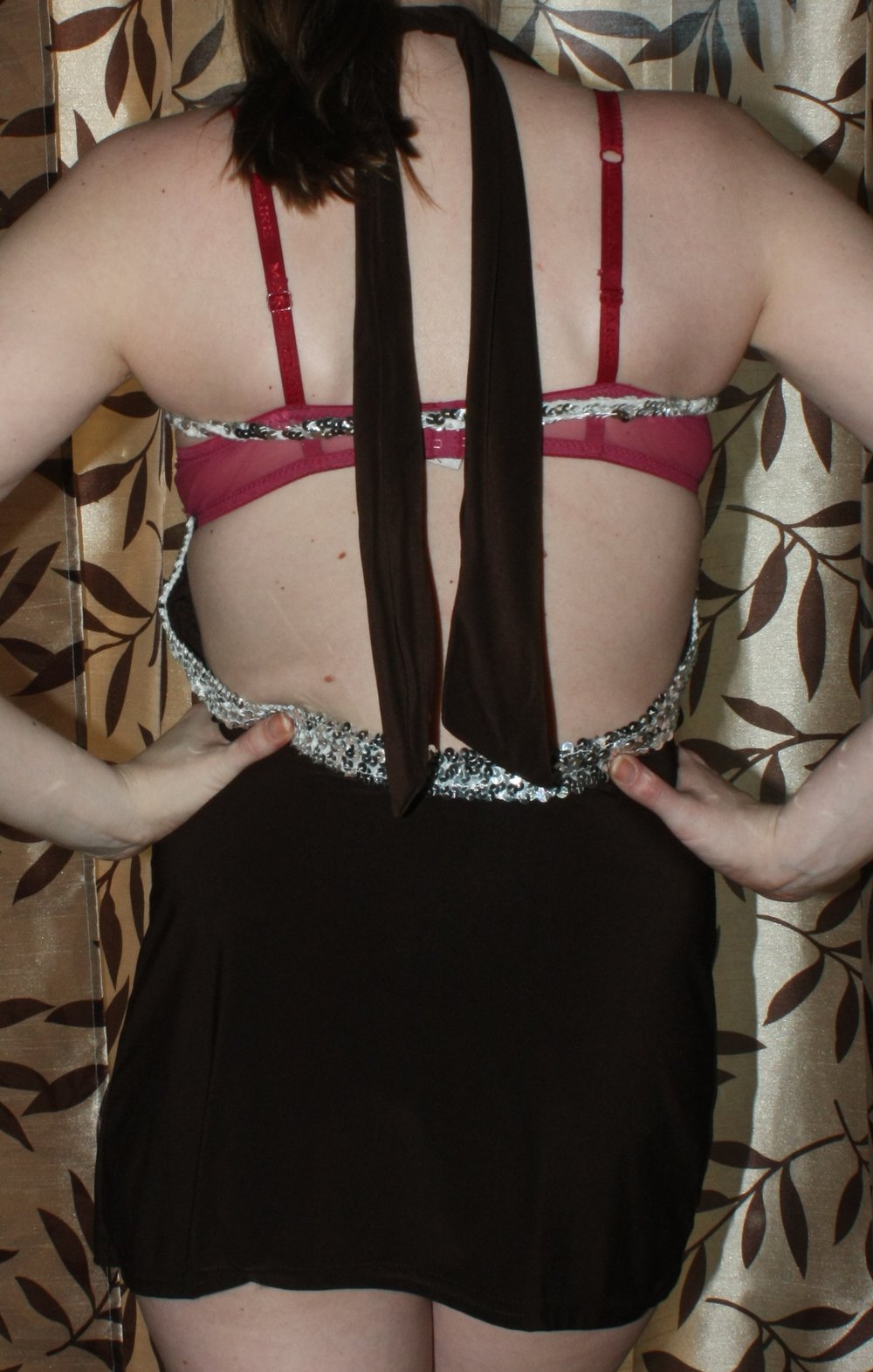 Minikleid, Longtop, Rückenfrei, Pailletten, Gr. XS