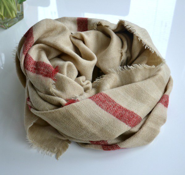 Original Zara XXL Blogger Schal beige nude rot Streifen NEU