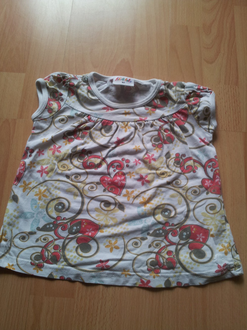 Shirt Blumen Muster Gr. 92 weiß rot braun gelb orange