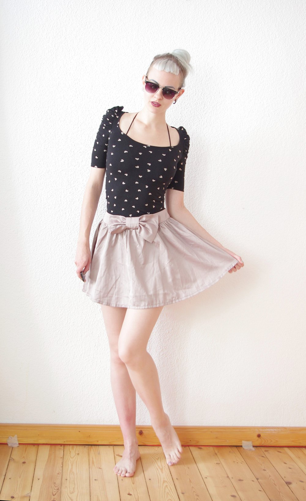 Pinup retro Top Puffärmel ZARA Gr. 36 38 ZARA Herzchen Print vintage Style Lolita